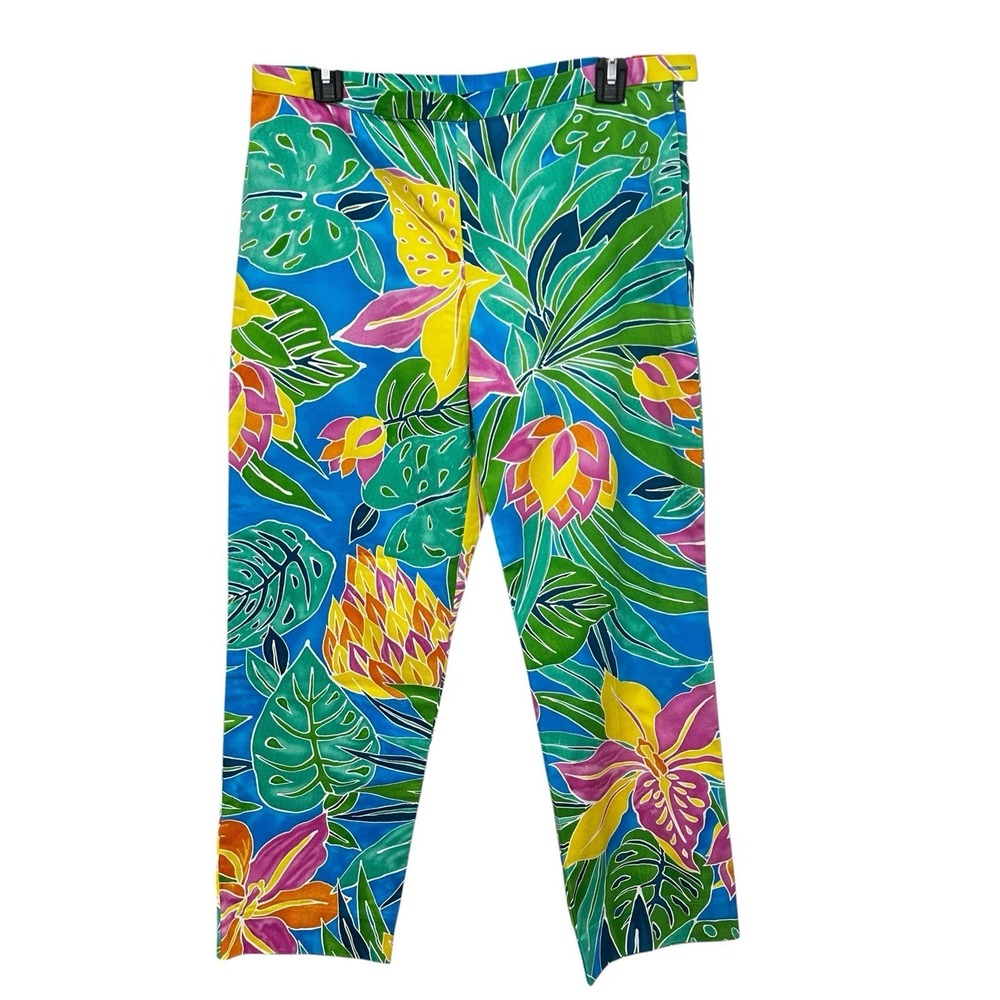 Lauren Ralph Lauren Tropical Crop Stretch Pants Women's Size 10 Vibrant Vacation